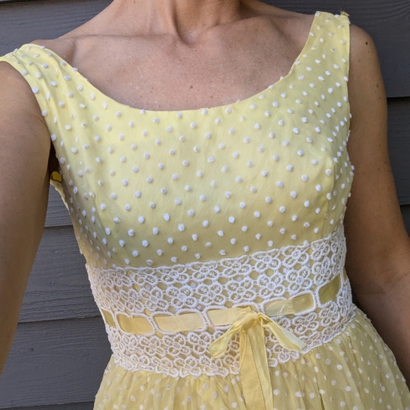 1950's 1960's SWISS DOT DRESS vintage party XS - Picture 3 of 10